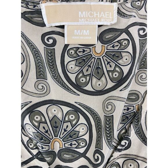 Michael Michael kors silk abstract geometric paisley like print tie waist tunic - Picture 5 of 5